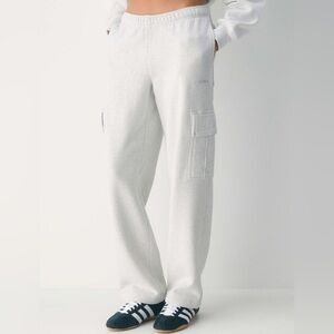 TNA Sweat Fleece Cozy Fleece Mega Fit Cargo Sweatpants - Heather cloud white